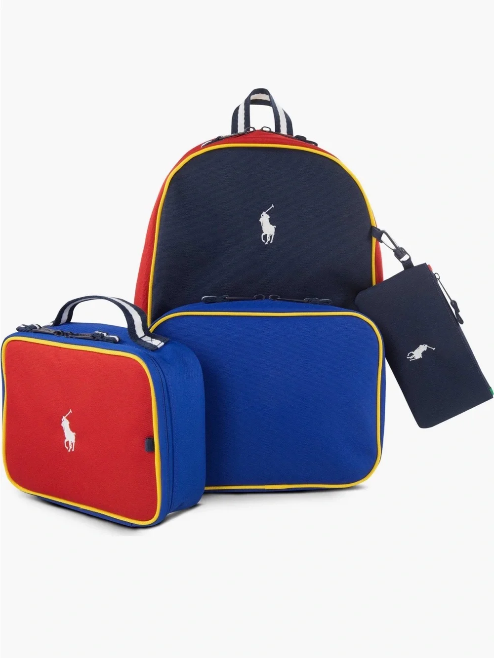 New Authentic 3pcs Polo Ralph Lauren Big Boys Backpack Lunch Box & Pencil Case